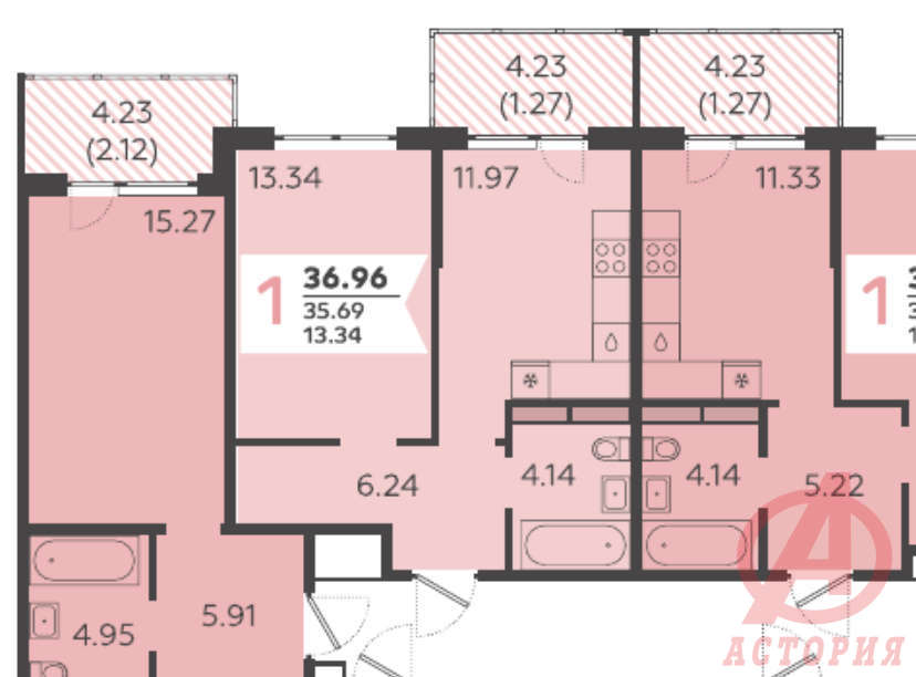 Фотография 1-комн. квартира 37.00 м² #8