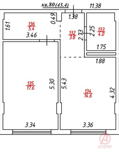 Фотография 1-к. квартира 45.50 м² #5