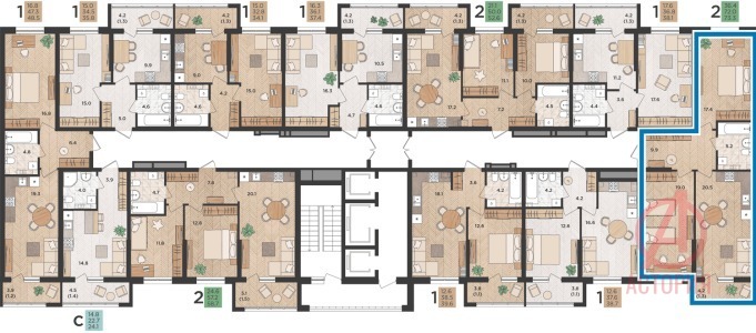 Основная фотография 2-комн. квартира 73.30 м² 