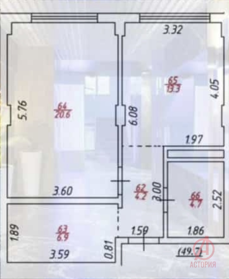 Основная фотография 1-к. квартира 49.70 м² 