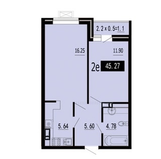 Фотография 2-комн. квартира 46.30 м² #1
