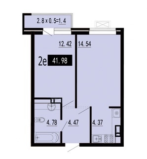Фотография 2-комн. квартира 42.00 м² #1