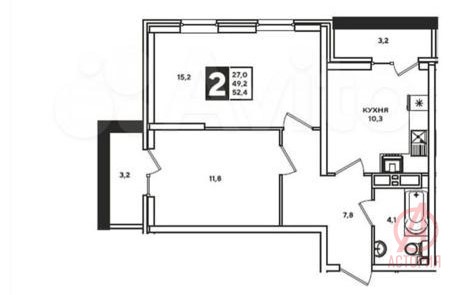 Фотография 2-к. квартира 52.40 м² #28