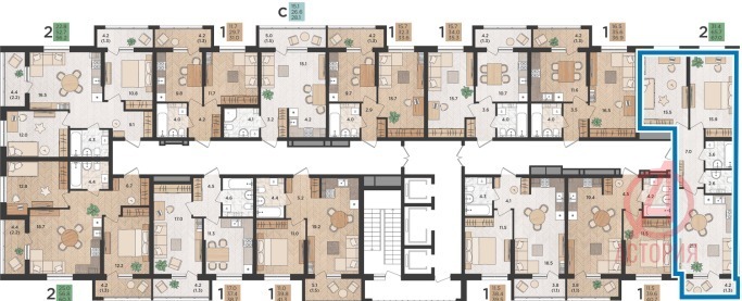 Фотография 2-комн. квартира 67.00 м² #2