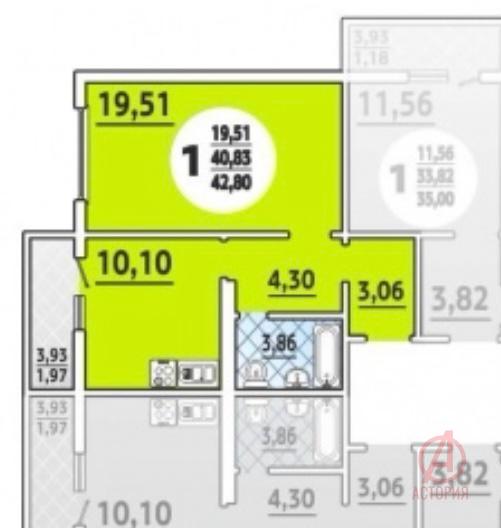 Фотография 1-комн. квартира 43.30 м² #9