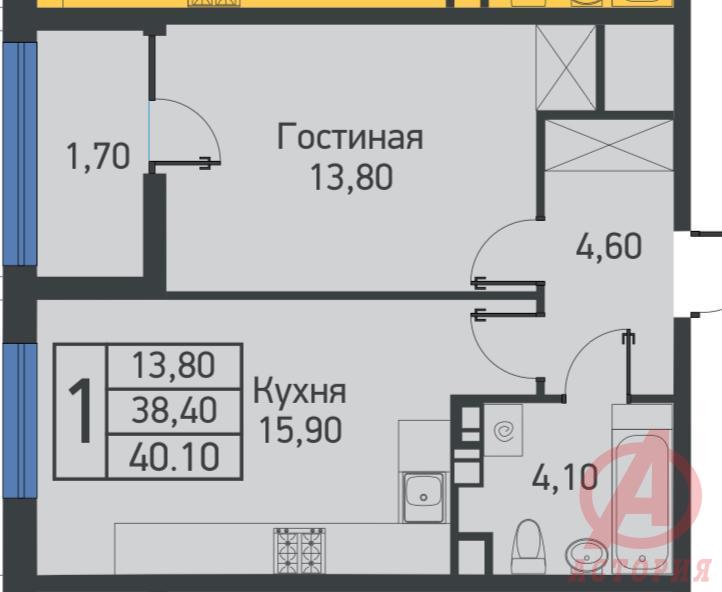 Фотография 1-комн. квартира 40.10 м² #5