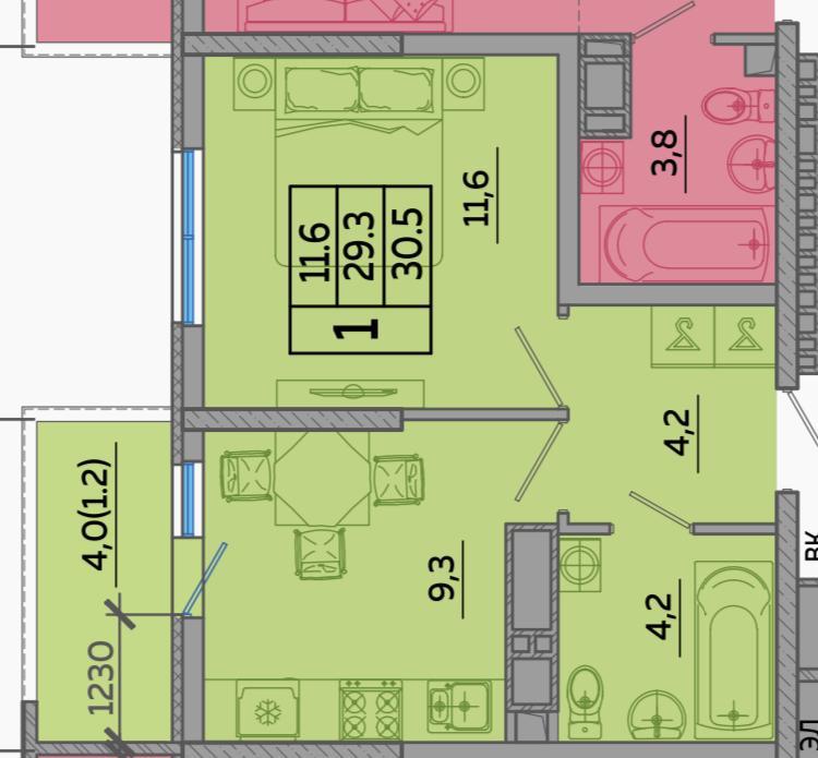 Фотография 1-комн. квартира 34.00 м² #8