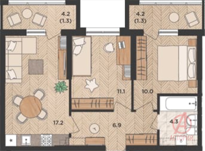 Фотография 2-комн. квартира 52.10 м² #0