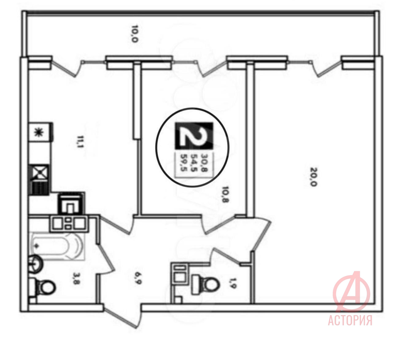 Фотография 2-к. квартира 60.00 м² #13