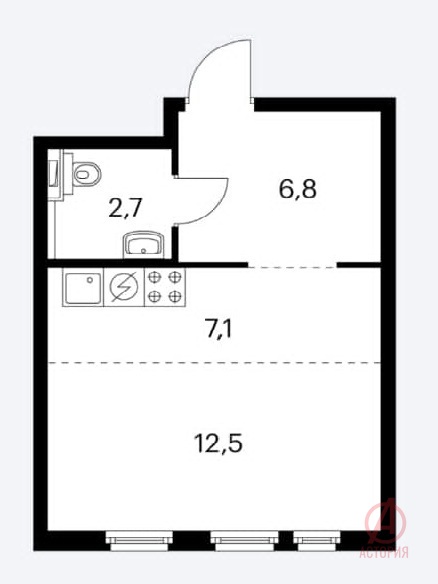 Фотография 1-комн. квартира 30.00 м² #3
