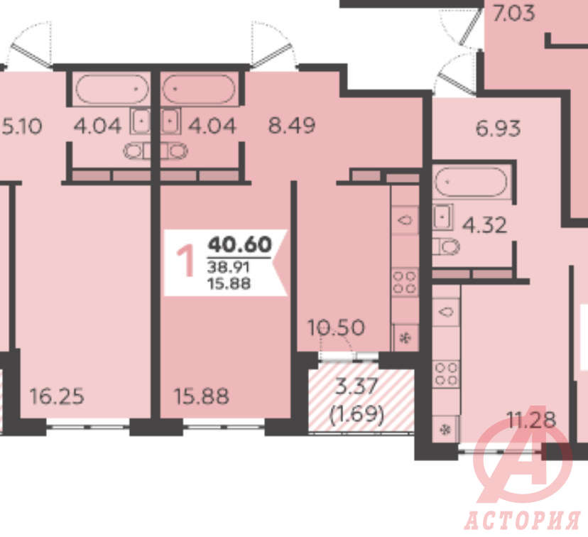 Фотография 1-комн. квартира 40.06 м² #3