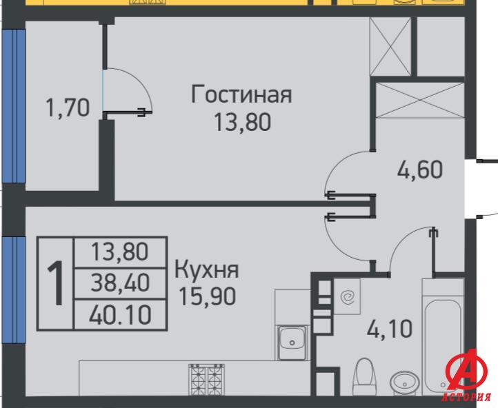 Фотография 2-комн. квартира 40.10 м² #10