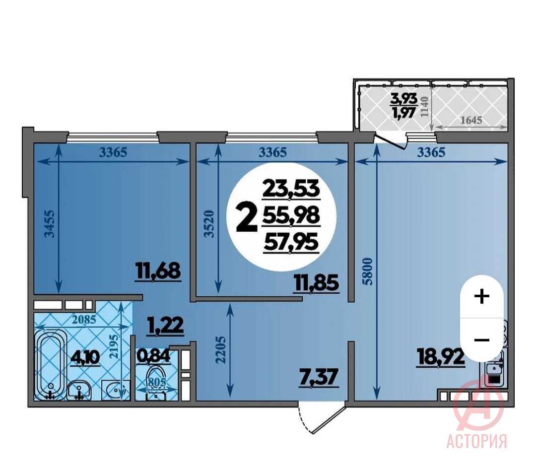Фотография 2-комн. квартира 57.95 м² #0