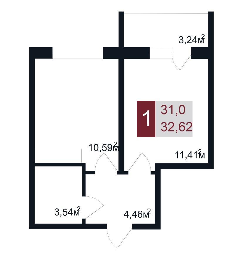 Фотография 1-комн. квартира 34.00 м² #4