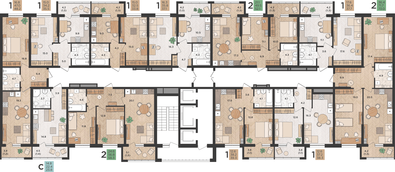 Фотография 1-к. квартира 33.8 кв.м. #1