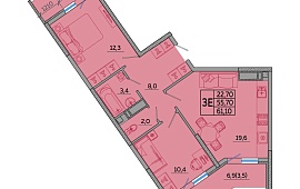 2-к. квартира 61,1 кв.м.