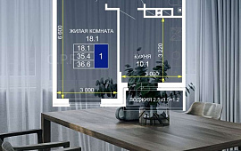 1-к. квартира 36.60 м² 