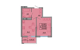 1-к. квартира 34,4 кв.м.