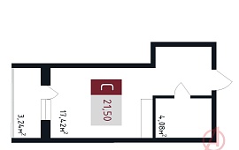 1-к. квартира 21.50 м² 