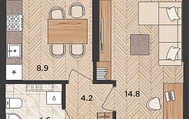 1-к. квартира 32.5 кв.м.