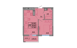 1-к. квартира 37,9 кв.м.