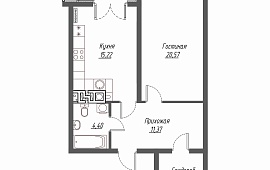 1-комн. квартира 58.05 кв.м.