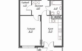 1-комн. квартира 48.49 кв.м.