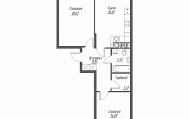2-комн. квартира 77.58 кв.м.