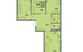 3-к. квартира 75,3 кв.м.