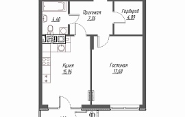 1-комн. квартира 51.76 кв.м.