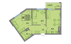 2-к. квартира 55,1 кв.м.